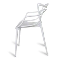 Master Style Plastic Chair Modern Mid Century, Indoor Outdoor Chair Patio Chair Kitchen Chair 18 Inch Seat Height Restaurant Chair Plastic Stackable Chair Side Bar Chair in White Set 4