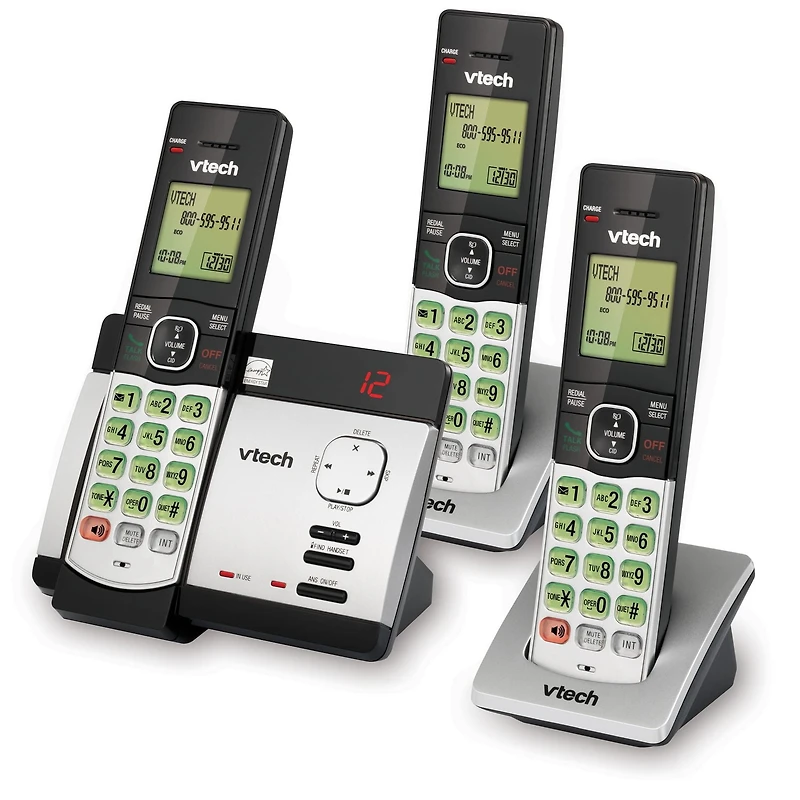 VTech CS5129-3 DECT 6.0 Expandable Cordless Phone System with 3 Handsets