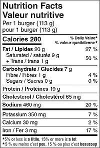 Great Value Fully Cooked Beef Burgers, 6 burgers, 678 g