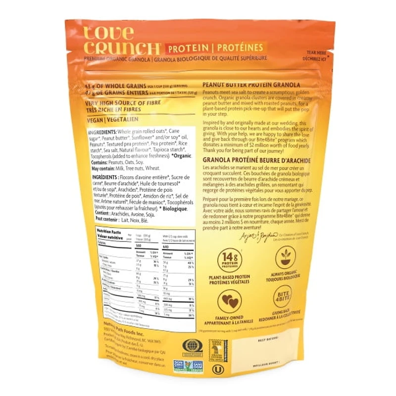 Love Crunch Organic Protein Peanut Butter Granola 312g Pouch, Organic Protein Granola 312g