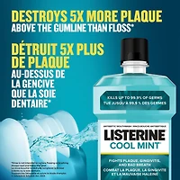 Listerine Cool Mint Antiseptic Mouthwash,  Essential Oils Menthol, Thymol, Eucalpytol - Plaque, Bad Breath, Gingivitis, 1 L