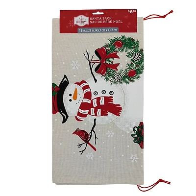 Holiday Time 1 Compte sacs en tissu multi couleur avec cordon 18 "par 29" pour le stockage des emballages de Noël HOLIDAY TIME PL SANTA SACK SNOWMAN