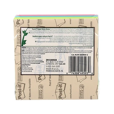 Feuillets super collants Post-it(MD) WM675-3SSMIA-C, Miami Feuillets SC Post-it®, Miami
