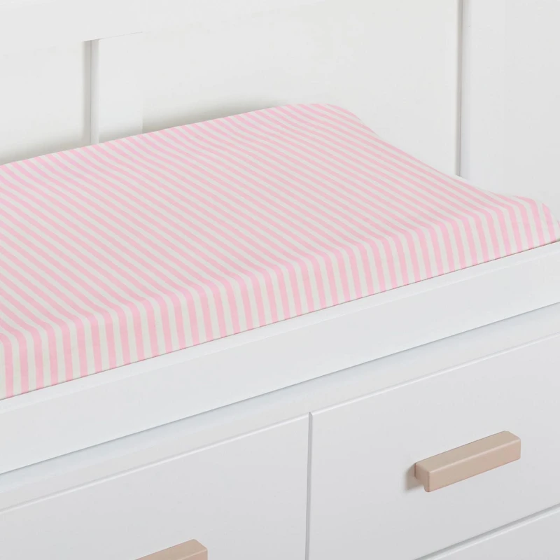 Gerber Organic Changing Pad Cover, Pink/Ivory Stripe