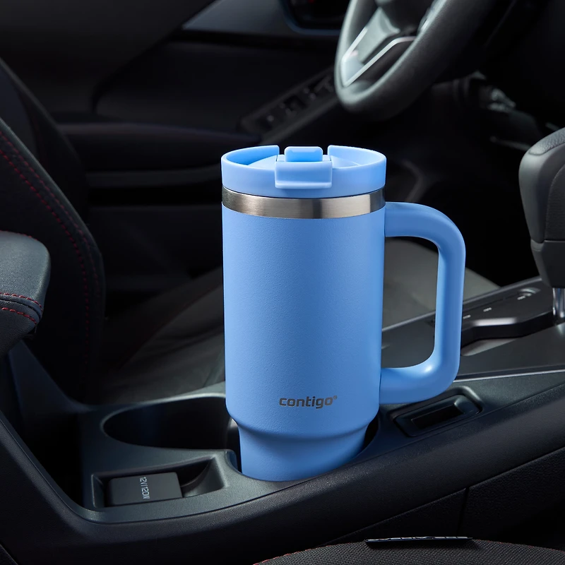 Contigo Streeterville Leak-Proof Tumbler, 30 oz (887 ml), Stainless Steel Water Bottle with Straw, Daydream Blue