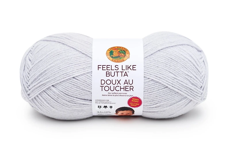 Lion Brand Yarn Feels Like Butta Pack Bonus Gris Pale Super Doux Bebe Fil