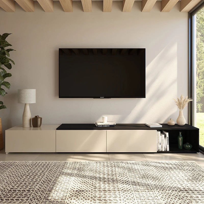 Nexera Arlo Extendable TV Console (66"-108"), Black
