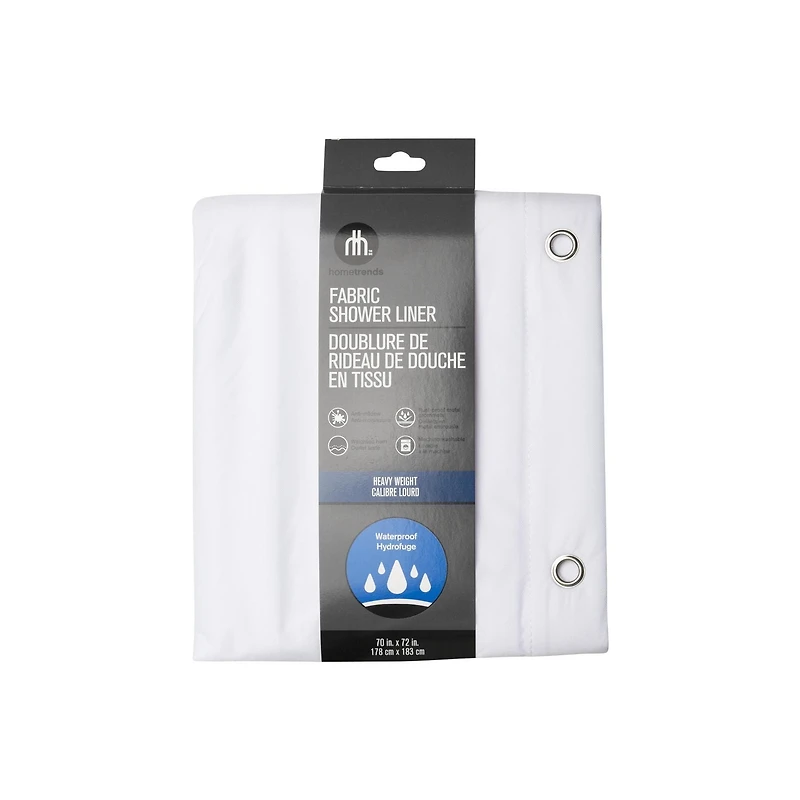 Rideau ou doublure de rideau de douche en tissu hydrofuge 100 % étanche 178 cm x 183 cm