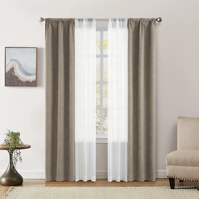 Mainstays Panneaux Occultants en Sergé Uni et Voilages, Ensemble de 4, Brun Sable, 27,5" L x 84" H