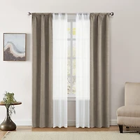 Mainstays Panneaux Occultants en Sergé Uni et Voilages, Ensemble de 4, Brun Sable, 27,5" L x 84" H