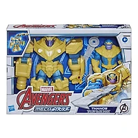 Hasbro Marvel Avengers Mech Strike, figurine articulée de 22,5 cm Thanos Armure d'infinité avec lame rotative, pour enfants, dès 4 ans