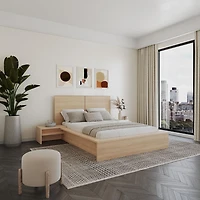 Ensemble de chambre à coucher Marcy 4 pièces avec lit, tête lit et 2 chevets flottants panneaux d'extension