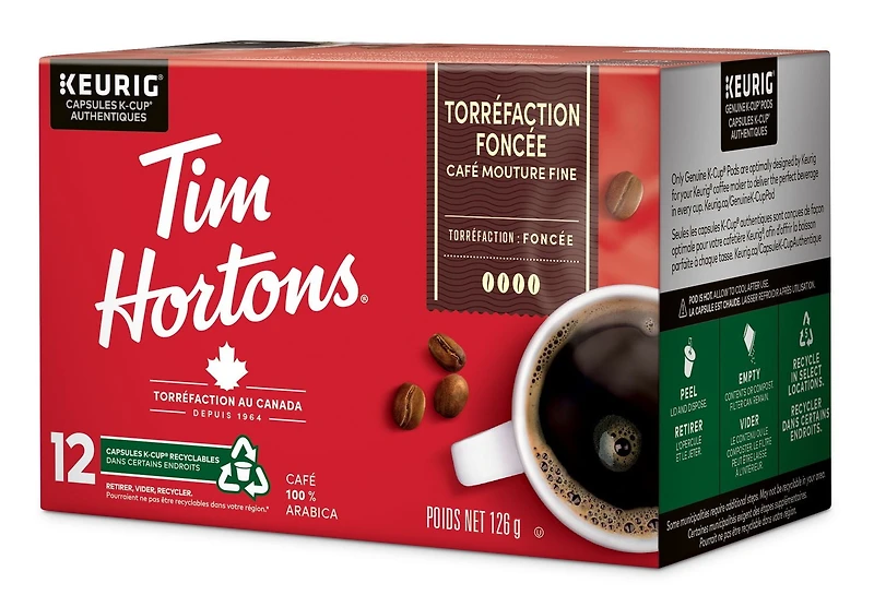 Tim Hortons Café torréfaction foncée Keurig Capsule K-Cup 12ct