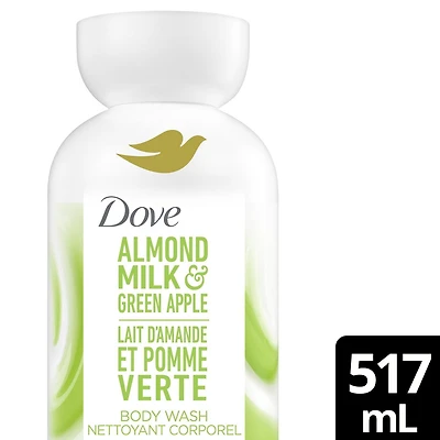 Dove Plant Milk Cleansing Body Wash for Moisturized Skin Almond Milk & Green Apple, no Sulfate cleansers or Parabens, pH balanced, 517mL, 517mL