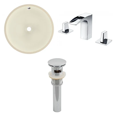 American Imaginations 16-in. W Round Bathroom Undermount Sink Set In Biscuit - Chrome Hardware - Overflow Drain Incl. AI-27040