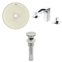 American Imaginations 16-in. W Round Bathroom Undermount Sink Set In Biscuit - Chrome Hardware - Overflow Drain Incl. AI-27040