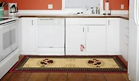 Ottomanson Siesta Kitchen Collection Non-Slip Rubberback Rooster Design 2x5 Kitchen Runner Rug, 20" x 59", Beige/Red
