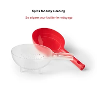 Starfrit Berry Colander, Flip Bubble Lid to Use, One Hand Use, Red, STARFRIT BERRY COLANDER