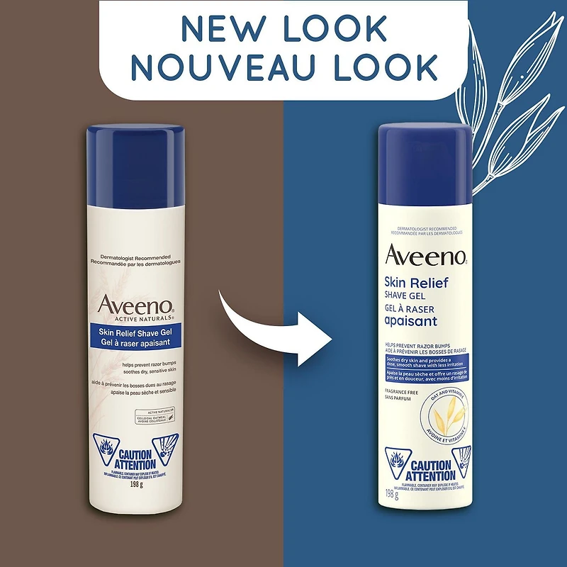 Aveeno Skin Relief Shave Gel, Vitamin E, Oat, Hair Removal, Allergy Tested, Fragrance Free, 198 g