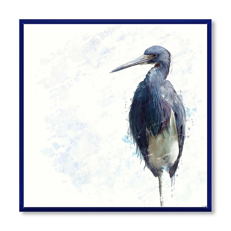 Designart Tricolored Heron Bird FLOAT FRAME WALL ART