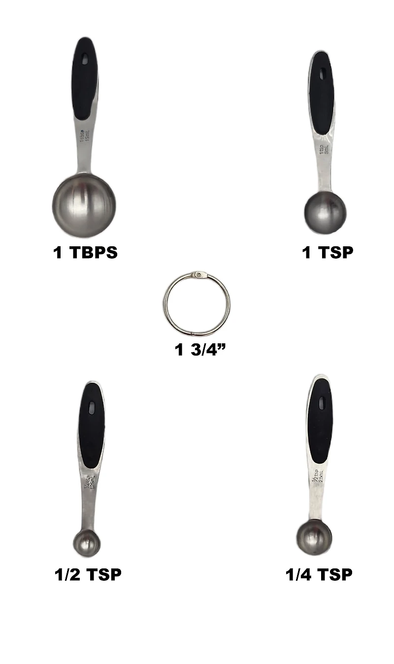 Mainstays 4-piece Stainless Steel Measuring Spoons on Storage Ring