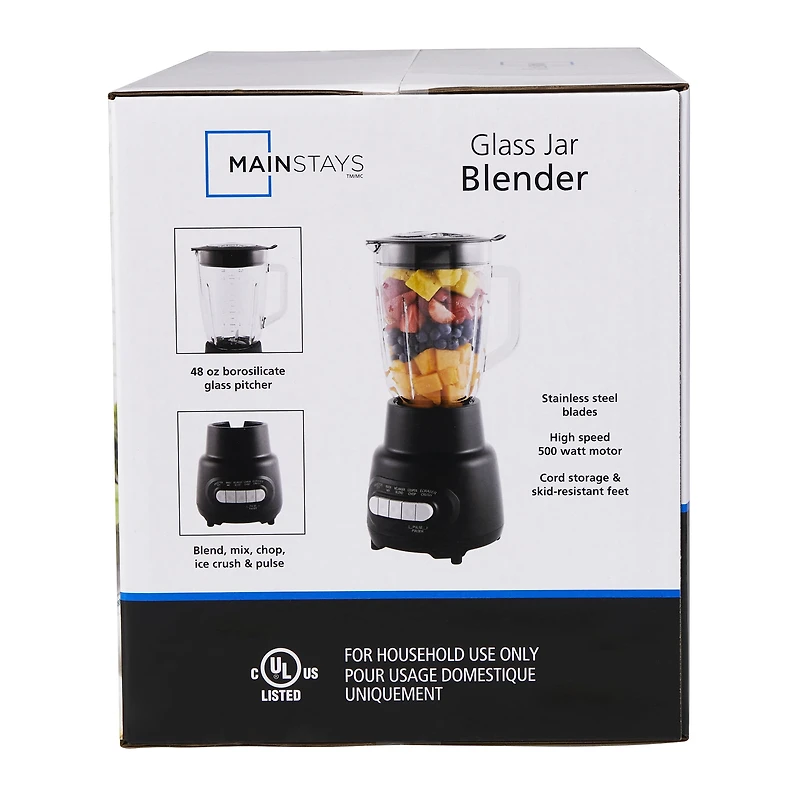 Blender en verre à vitesse 5 avec capacité 48 oz, noir