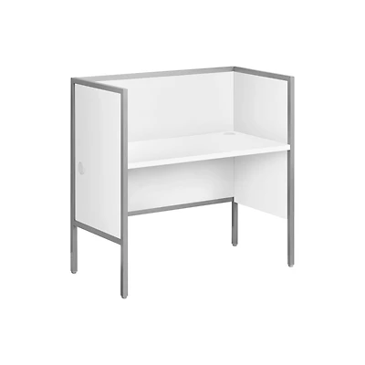 Monarch Specialties  Bureau A Cloison, 48"l, Bureau, Travail, Qualité Commerciale, Stratifié Blanc, Métal Argenté, Contemporain, Moderne