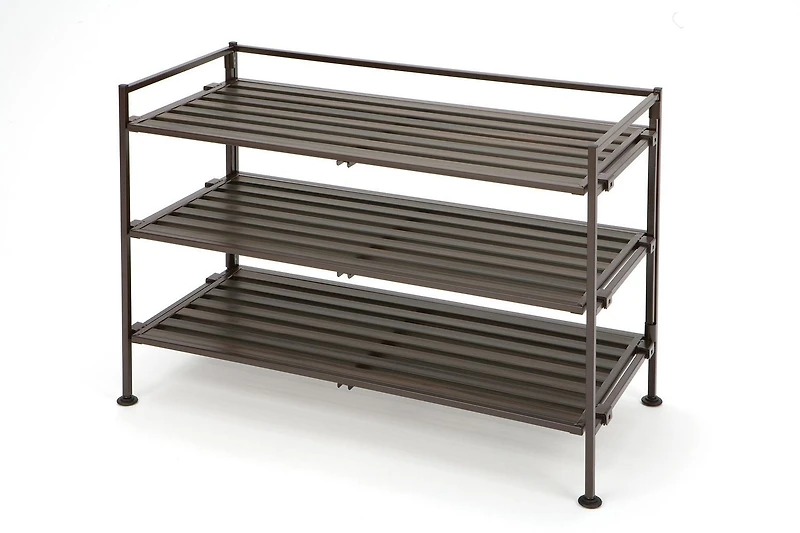 Seville Classics 3 Tier Resin-Wood Shoe Rack