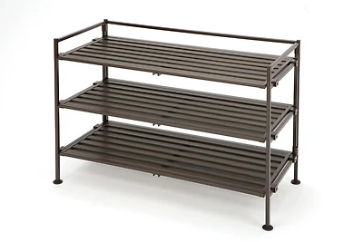 Seville Classics 3 Tier Resin-Wood Shoe Rack
