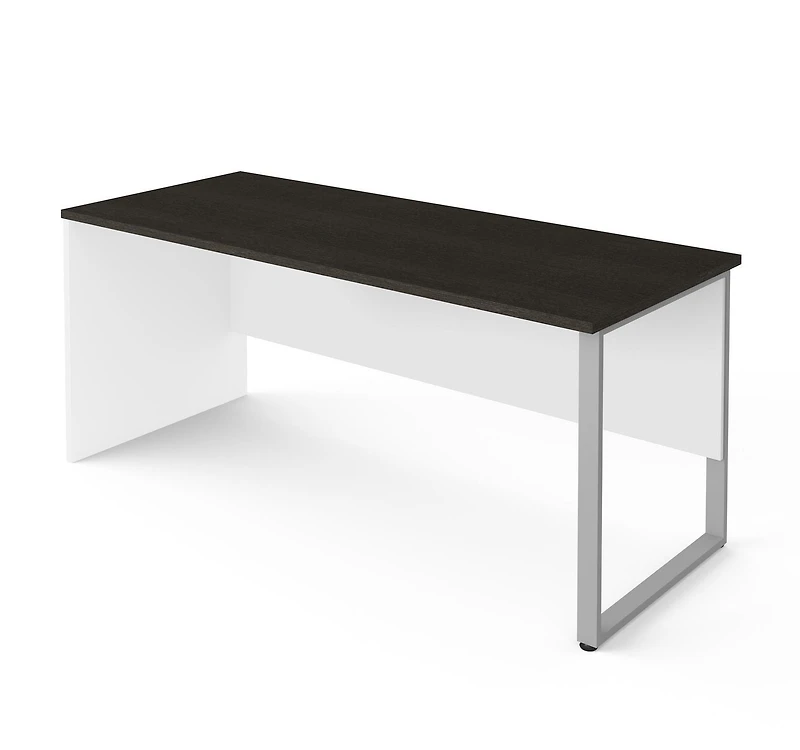 Bestar Pro-Concept Plus 71L Table de bureau avec patte de métal rectangulaire - Blanc et gris profond