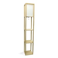 Simple Designs Floor Lamp Etagere Organizer Storage Shelf with Linen Shade