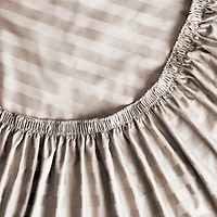 Hotel Style 4-Piece 600 Thread Count Beige Stripe Egyptian Cotton Adult Bed Sheet Set, King-Deep Pocket