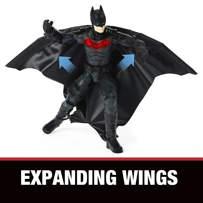 DC Comics, Batman 12-inch Wingsuit Action Figure with Lights and Phrases, Expanding Wings, The Batman Movie Collectible Kids Toys for Boys and Girls Ages 3 and up