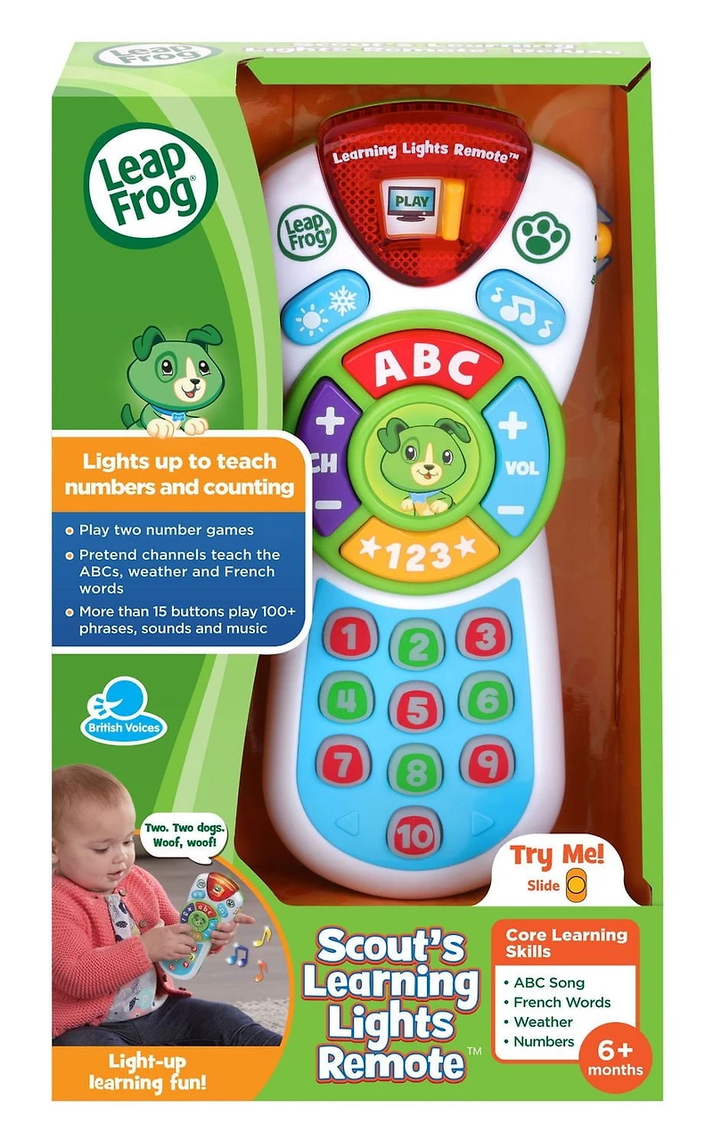 LeapFrog Super télécommande parlante - Télécommande factice avec musique et lumières pour tout-petit - Version anglaise 6 mois à 3 ans