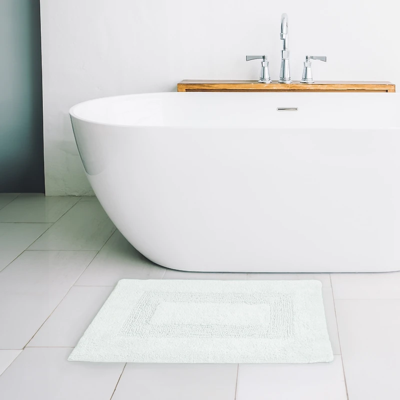Tapis de bain Mainstays Racetrack 100% Coton Blanc, 17" x 24" Tapis de bain antidéparant
