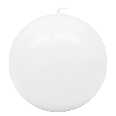 Bougie en forme de boule blanche haute brillance, non parfumée 4"Dia x 4”H