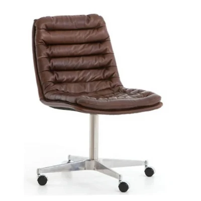 Chaise de bureau Brajon (simili cuir) de couleur marron