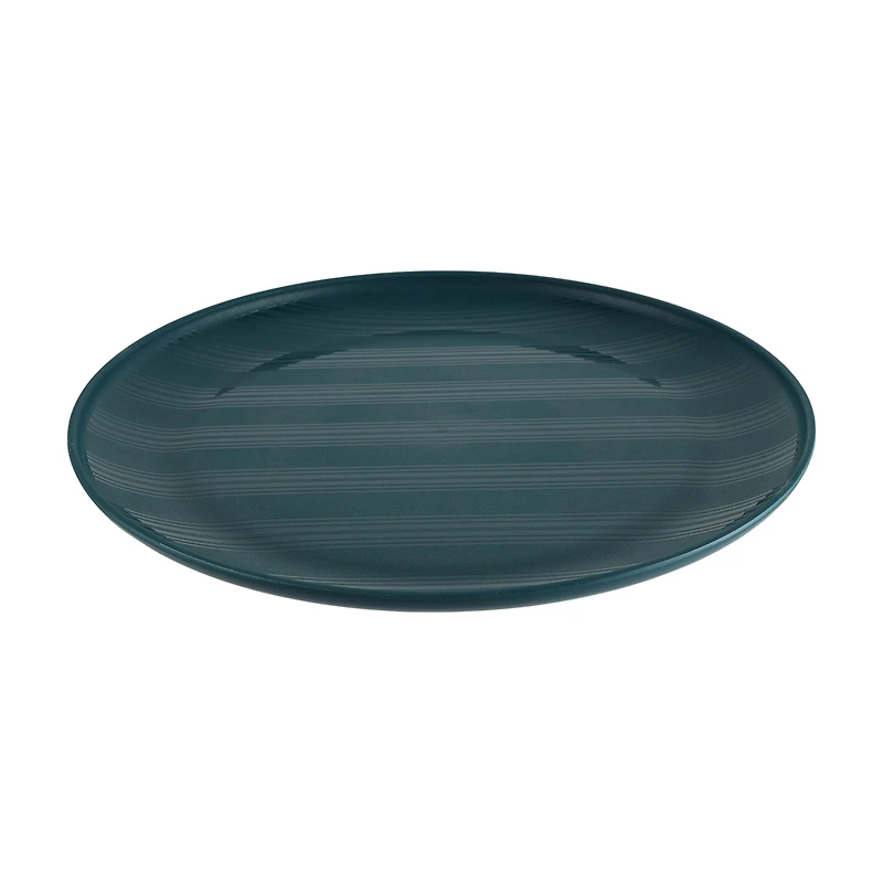 Assiette ronde en plastique bleu Mainstays, avec motif à rayures gravées, 26,7 cm (10,5 pouces)