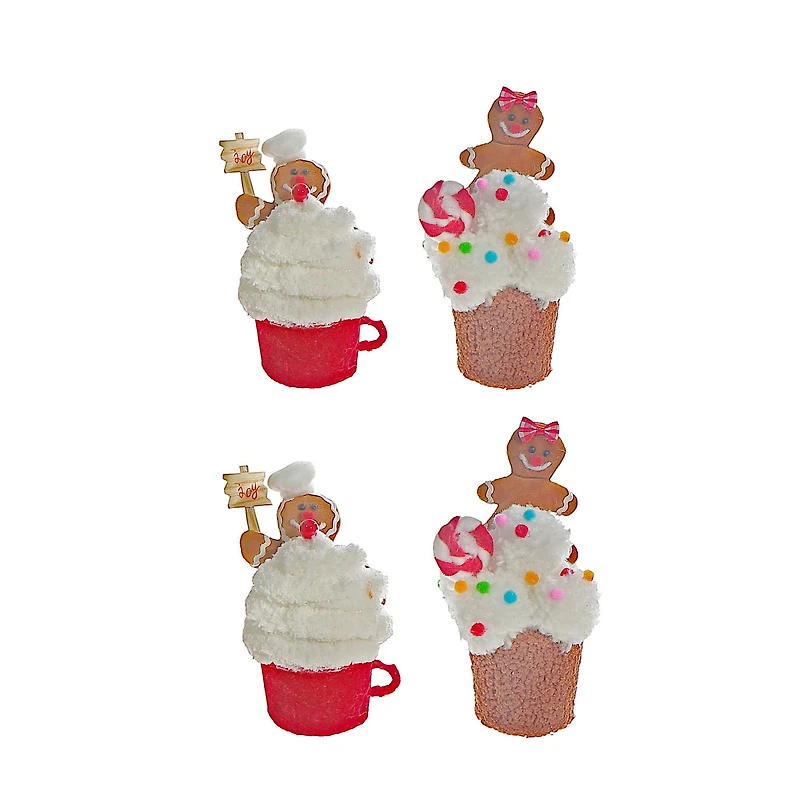 Fabric Hanging Cupcake Ornament (Asstd) - Set of 4