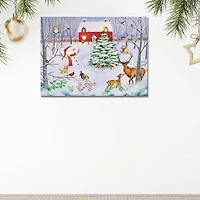 Christmas Led Toile Mur Art Snowman Avec Animaux 12X16