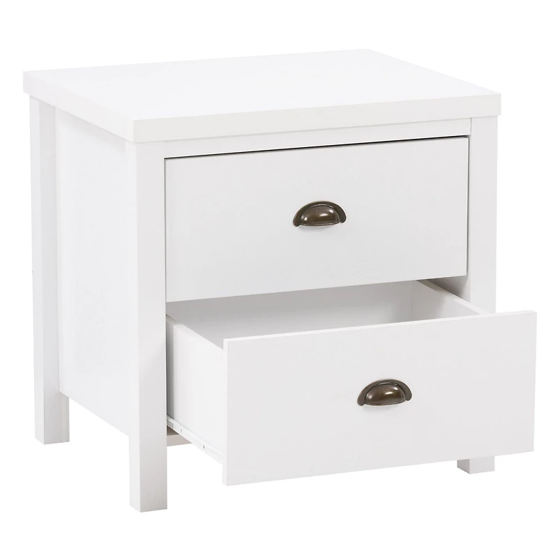 CorLiving Boston Elegant Engineered Wood Bedroom Adult Nightstand with Two Drawers