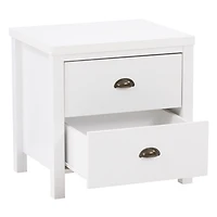 CorLiving Boston Elegant Engineered Wood Bedroom Adult Nightstand with Two Drawers