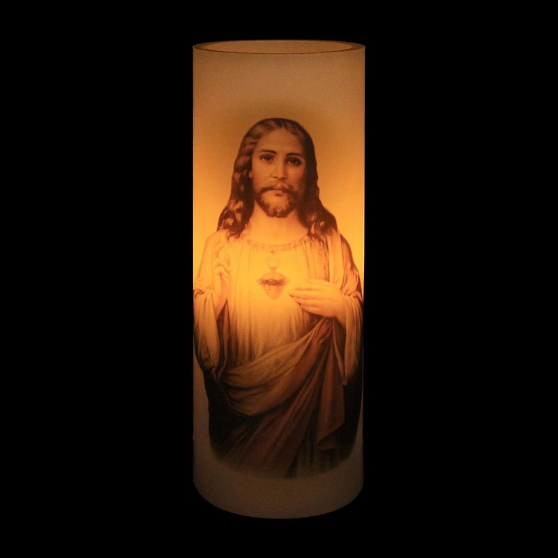 Mainstays 8" Unscented LED Wax Pillar Candle - Sacred Heart
