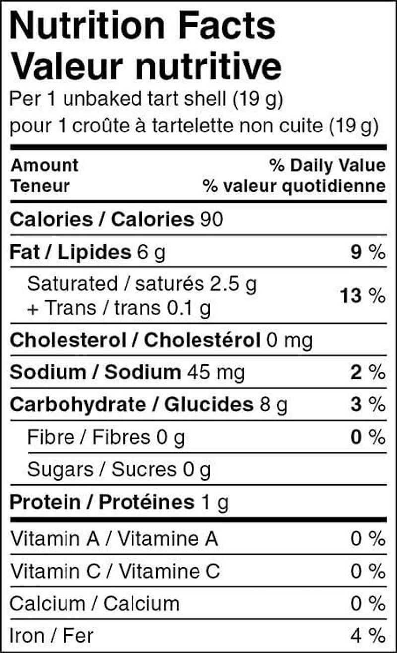 Croûtes à tartelettes Great Value 30 x 3 po (7 cm) croûtes, 570 g