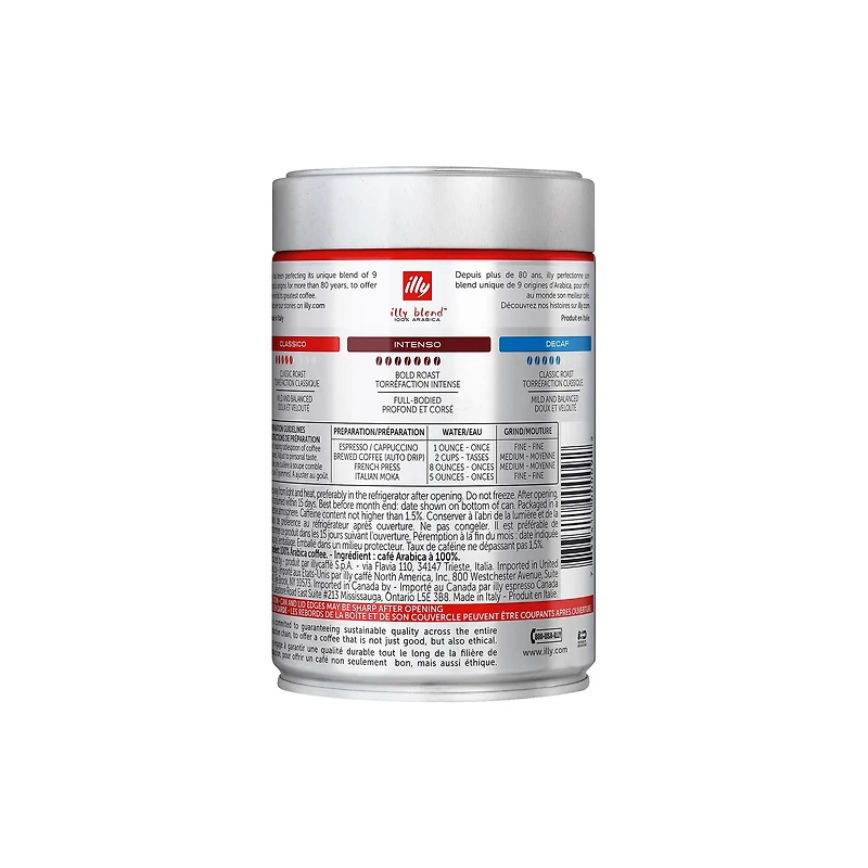 illy Coffee Beans Classico Medium Roast, 8.8 oz, • Unique pressurized coffee packaging preserves flavor • Sourced from the finest 100% Arabica coffee • Beautifully balanced and consistent taste