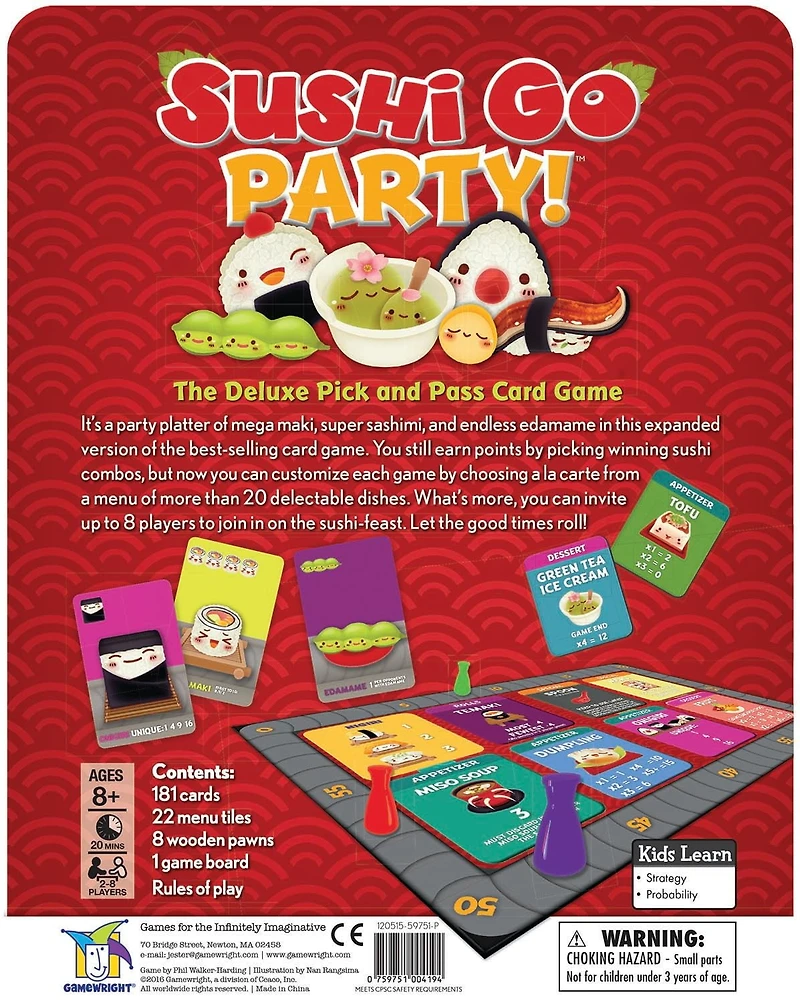 Jeu de cartes Sushi Go Party! de Gamewright - Anglais seulement