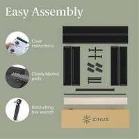 Zinus Curtis Upholstered Platform Bed Frame, Dark Grey