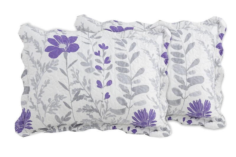 Marina Decoration Rich Printed Stitching Coverlet Bedspread Ultra Soft Summer Bedding Quilt Set with Quilted Sham, Modern Purple Floral Pattern