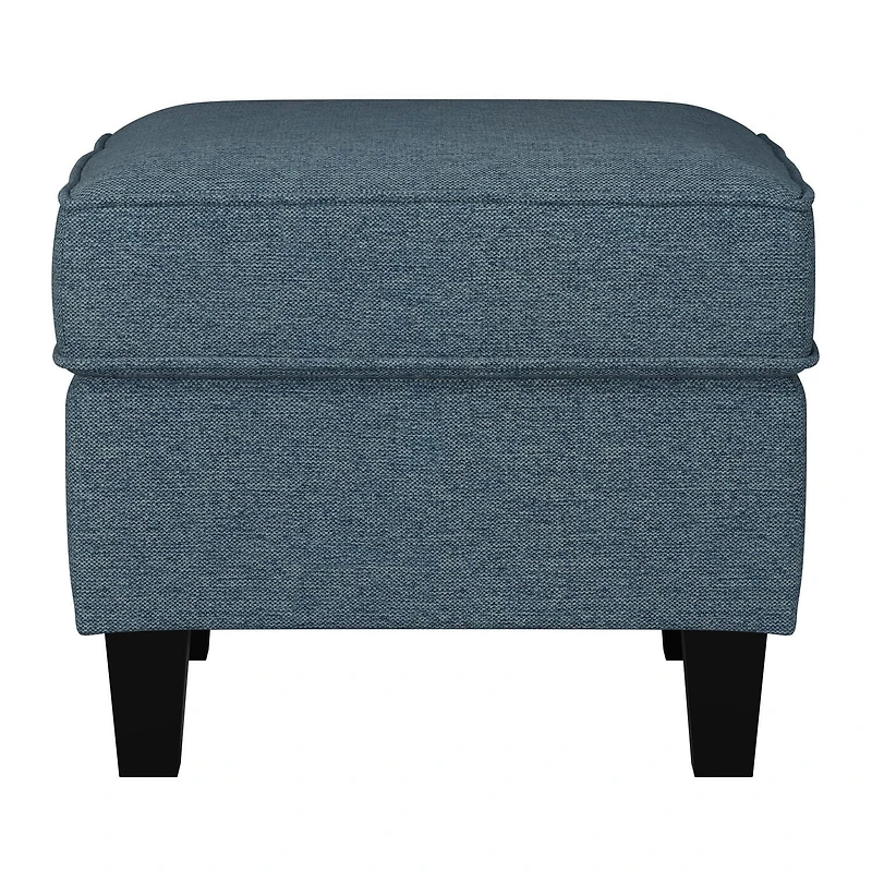 CorLiving Georgia Linen-Like Upholstered Square Ottoman with Wood Legs