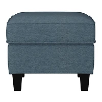 CorLiving Georgia Linen-Like Upholstered Square Ottoman with Wood Legs